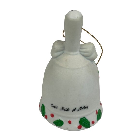 JC Penney Twelve Days Of Christmas Ornament Eight Maids a Milking Ceramic Bell - Picture 3 of 7